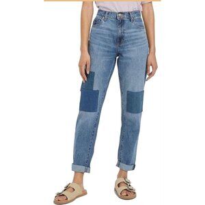 Universal Thread Boyfriend Patchwork Boho Jeans High Rise Raw Hem 6 (30x29)